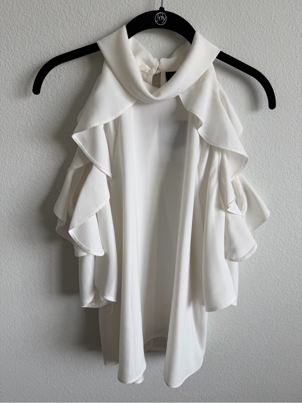 Topshop White Ruffle Cold Shoulder Blouse